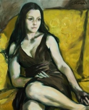 Frau im braunen Kleid 83 x 68 cm oil on canvas 2016