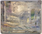 Florian Fausch "ohne Titel" 2018 oil, metal pigments, shellack on canvas, framed  40 x 50 cm