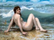 Armin Völckers "Wellen-sittlich sitz ich" (after Bouguereau ) 120 x 160 cm oil on canvas 2020