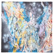 Andrea Damp “Durchweg lebendig”, 160 x 160 cm, Öl und Acryl auf Leinwand, 2017