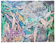 Andrea Damp “Halbschlaf”, Öl und Acryl auf Leinwand, 180 x 140 cm, 2017