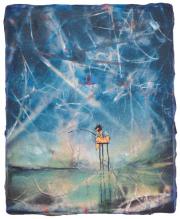Andrea Damp “Silent Constellation”, 30 x 24 cm, Öl und Acryl auf Leinwand, 2026