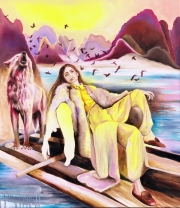 Anna Borowy "Magenta Overload" 80 x 70 cm oil on canvas  2018