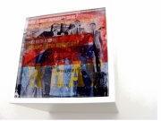 Stephan (revolution ) white wooden cube, paper collage on acrylic glass, 24 x 24 x 24 cm, backlighted by a 2 minutes program, 2017