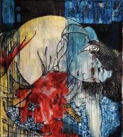 Lisa Kränzler  -Seppuku- 168 x 150 cm acrylic on paper, 2023