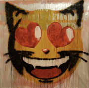 Lisa Kränzler -Herzaugenkatze- 200 x 205 cm acrylic on paper, 200 x 205 cm , 2019