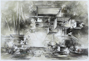 "Utopia #2186" 75 x 110 cm ink marker on paper 2021