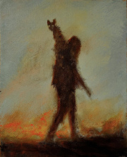 The Look Out 25 x 20 cm   acrylic and gold paste on canvas  2025