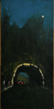 Luna Road  30 x 15 cm   acrylic and gold paste on canvas  2025