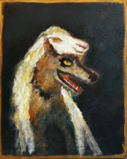Wolf in Sheep’s Clothing  Acrylic and gold paste in 50 cm x 40 cm canvas 2025
