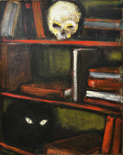 The Librarian 50 x 40 cm acrylic and gold paste on canvas 2025