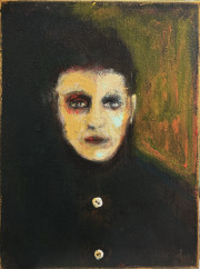 Buttoned-Up 40 x 30 cm acrylic and gold paste on canvas 2025