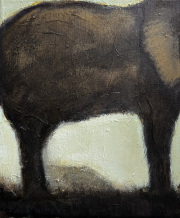 Elephant  acrylic and gold paste on canvas   30 x 25 cm  2025