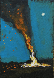 Embers  acrylic and gold paste on canvas 21 x 15 cm  2025