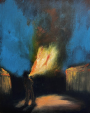 Firebreather acrylic and gold paste on canvas  50 x 40 cm 2025