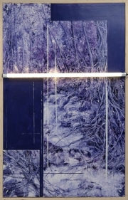 Arny Schmit  „Cultivons Notre Jardin 2“ oil on paper and LED light 160 x 110 cm 2020