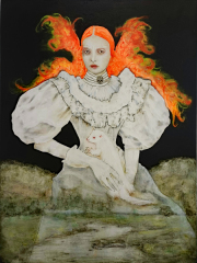 Vanitas#6 (Albino Mink), 110×80 cm, pencil, charcoal, acrylic and oil on canvas, 2025