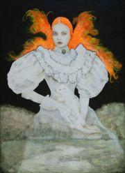 Vanitas#6 (Albino Mink), 110×80 cm, pencil, charcoal, acrylic and oil on canvas, 2025