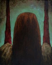 Girl#11, 30×24 cm, pencil, oil and acrylic on canvas, 2025