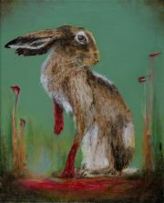 Hare No 2, 30×24 cm, pencil, oil and acrylic on canvas, 2025