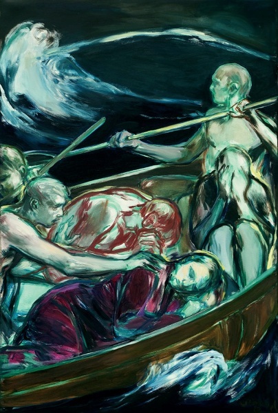 "Jesus im Sturm"  120 x 90 cm oil on canvas 2020