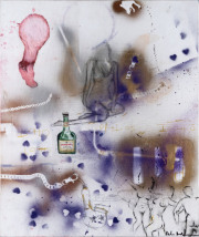 „Cognac & Pipe“ spray paint, acrylic, pencil on canvas 55 x 46 cm 2018
