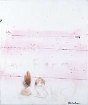 „Shotters in Love“ blood, spray paint, pencil on canvas 65 x 54 cm 2016