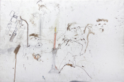 „Strike a Bloody Light“ mixed media and blood on canvas 60 x 90 cm 2006