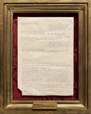 „Idea for TWWIOP music video“ typewriter on paper, framed 41 x 33 cm 2022