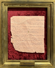 „Idea for a short film / advertisement“ typewriter on paper, framed 41 x 33 cm 2022