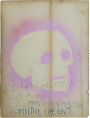 PETER DOHERTY     „It‘s a Mortal Sin“    Sprühfarbe, Kugelschreiber, Acryl auf Papier / spray paint, ballpen, acrylic on paper    63 x 47,7 cm    2017 / 2018