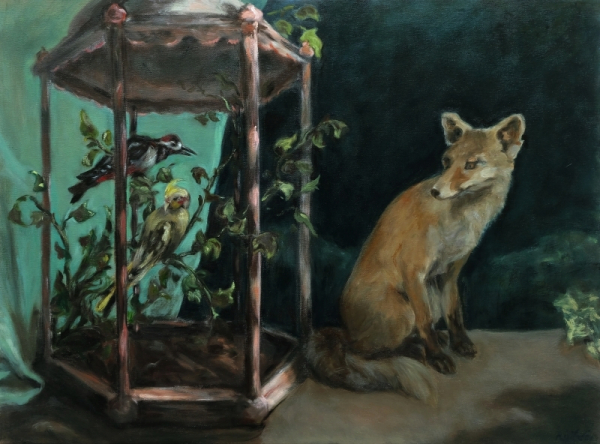 "Nocturne mit Fuchs" oil on canvas  72 x 95 cm 2020