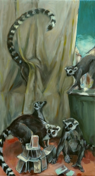 "Wunderliche Entdeckung" oil on canvas  140 x 75 cm 2019