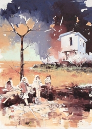 Pooltime XII, 2014, acrylic and oil on canvas 150 x 150 cm