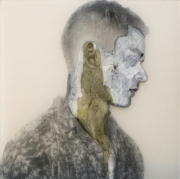 Rogelio Manzo "Edgar" 16 x 16  in / 40 x 40 cm  oil and mixed media on resin panel 2019
